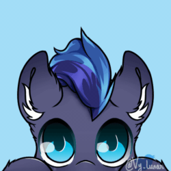 Size: 500x500 | Tagged: safe, artist:helithusvy, oc, oc only, oc:stormspark, pegasus, pony, animated, blinking, blue background, blue eyes, commission, ear flick, ear fluff, floppy ears, gif, lurking, simple background, solo, ych animation, ych result