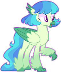 Size: 1240x1464 | Tagged: safe, artist:kurosawakuro, oc, oc only, classical hippogriff, hippogriff, base used, female, interspecies offspring, magical lesbian spawn, offspring, outline, parent:princess skystar, parent:rainbow dash, simple background, solo, transparent background
