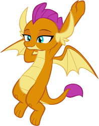 Size: 4599x5851 | Tagged: safe, artist:memnoch, smolder, dragon, g4, molt down, amused, arm behind head, dragoness, fangs, female, hanging, horns, lidded eyes, looking down, raised eyebrows, show accurate, simple background, slit pupils, smiling, smirk, smugder, solo, spread wings, teenaged dragon, teenager, toes, transparent background, vector, wings
