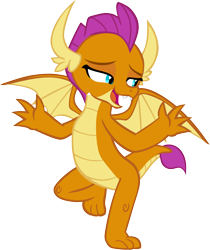 Size: 4985x5934 | Tagged: safe, artist:memnoch, smolder, dragon, g4, molt down, claws, dragoness, dramatic, fangs, female, horns, lidded eyes, open mouth, raised leg, show accurate, simple background, solo, spread wings, talking, teenaged dragon, teenager, toes, transparent background, vector, wings