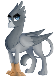 Size: 1590x2250 | Tagged: safe, artist:lisa jennifer, artist:lisajennifer, oc, oc only, oc:vax, griffon, beak, feather, looking at you, reference, simple background, solo, standing, tail, talons, transparent background, wings