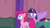 Size: 1280x720 | Tagged: safe, screencap, pinkie pie, twilight sparkle, alicorn, pony, a trivial pursuit, g4, my little pony: friendship is magic, bell, floppy ears, messy mane, twilight sparkle (alicorn)