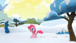 Size: 1920x1080 | Tagged: safe, screencap, pinkie pie, rainbow dash, earth pony, pegasus, pony, g4.5, ice and slice, my little pony: stop motion short, animated, cake, female, food, sound, stop motion, tongue out, webm, youtube link