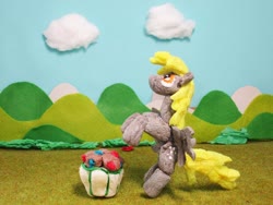 Size: 1024x768 | Tagged: safe, artist:malte279, derpy hooves, pegasus, pony, g4, craft, food, muffin, packaging, rearing, sculpture, starch, starch sculpture