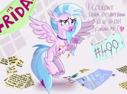 Size: 1450x1080 | Tagged: safe, artist:sintakhra, silverstream, classical hippogriff, hippogriff, tumblr:studentsix, g4, banner, fun fun fun, paintbrush, paper