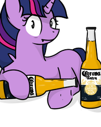 Size: 600x750 | Tagged: safe, artist:anonymous, twilight sparkle, pony, unicorn, g4, 4chan, alcohol, beer, blackletter, corona, drawthread, drunk, drunk twilight, fangs, female, missing cutie mark, ponified animal photo, simple background, solo, transparent background, unicorn twilight