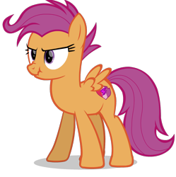 Size: 1074x1080 | Tagged: safe, artist:thunder-blur, scootaloo, pegasus, pony, g4, growing up is hard to do, female, older, older scootaloo, scootaloo's cutie mark, scrunchy face, simple background, solo, standing, transparent background