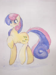 Size: 3024x4032 | Tagged: safe, artist:papersurgery, bon bon, sweetie drops, earth pony, pony, g4, female, mare, solo, traditional art, watercolor painting
