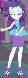 Size: 296x807 | Tagged: safe, screencap, rarity, twilight sparkle, equestria girls, g4, my little pony equestria girls: better together, school of rock, clothes, cropped, cute, dress, eyes closed, female, field trip, geode of shielding, high heels, jewelry, magical geodes, museum, raribetes, rarity peplum dress, shoes, skirt, wrist cuffs
