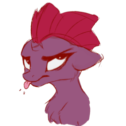 Size: 2000x2000 | Tagged: safe, artist:galinn-arts, tempest shadow, pony, unicorn, g4, animated, blinking, broken horn, chest fluff, female, floppy ears, gif, high res, horn, mare, mlem, raspberry, silly, tongue out