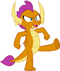 Size: 4970x5952 | Tagged: safe, artist:memnoch, smolder, dragon, g4, molt down, season 8, clenched fist, cute, dragoness, dramatic, fangs, female, folded wings, horns, kicking, open mouth, shrunken pupils, simple background, slit pupils, smiling, smolderbetes, solo, teenaged dragon, teenager, toes, transparent background, underfoot, vector, wings