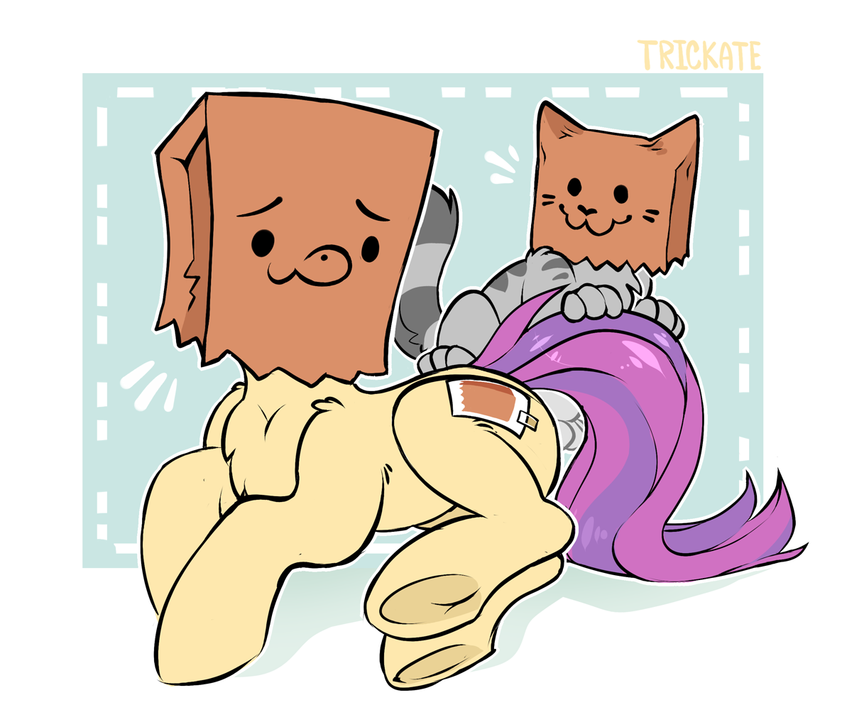 #2286228 - safe, artist:trickate, oc, oc only, oc:paper bag, cat, earth pon...