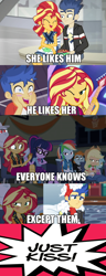 Size: 766x2004 | Tagged: safe, artist:mlpfan3991, edit, edited screencap, screencap, flash sentry, sunset shimmer, cheer you on, equestria girls, equestria girls series, g4, good vibes, holidays unwrapped, my little pony equestria girls: summertime shorts, spring breakdown, spoiler:eqg series (season 2), caption, comic, female, image macro, male, ship:flashimmer, shipping, straight, text
