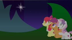 Size: 1920x1080 | Tagged: safe, artist:thunder-blur, apple bloom, scootaloo, sweetie belle, earth pony, pegasus, pony, unicorn, g4, cutie mark crusaders, lineless, no pupils, older, older apple bloom, older scootaloo, older sweetie belle, simple background, wallpaper