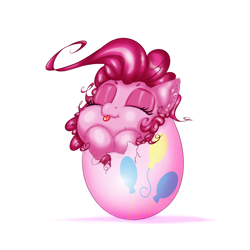 Size: 2500x2500 | Tagged: safe, artist:rurihal, pinkie pie, earth pony, pony, g4, cute, diapinkes, easter, easter egg, egg, eyes closed, female, hatching, high res, holiday, mare, simple background, solo, tongue out, white background