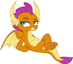 Size: 6692x5899 | Tagged: safe, artist:memnoch, smolder, dragon, g4, what lies beneath, absurd resolution, claws, dragoness, fangs, female, frown, horns, kid, looking sideways, lying down, narrowed eyes, simple background, slit pupils, smolder is not amused, solo, spread wings, teenaged dragon, teenager, toes, transparent background, unamused, underfoot, vector, wings