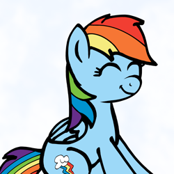Size: 950x950 | Tagged: safe, artist:m.w., rainbow dash, pegasus, pony, g4, cute, eyes closed, female, mare, simple background, sitting, solo, white background