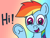 Size: 640x480 | Tagged: safe, artist:m.w., rainbow dash, pegasus, pony, g4, cute, dialogue, female, frog (hoof), mare, smiling, smiling at you, solo, talking to viewer, underhoof, waving