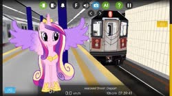 Size: 719x404 | Tagged: safe, edit, editor:topsangtheman, princess cadance, alicorn, pony, g4, game, hmmsim2, new york city subway, photoshop, train
