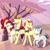 Size: 1000x1000 | Tagged: safe, artist:rawrienstein, cherry jubilee, flam, flim, silver shill, earth pony, pony, unicorn, g4, cherryflam, female, flim flam brothers, gay, male, shipping, silverflim, stallion, straight, tree