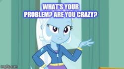 Size: 400x225 | Tagged: safe, edit, edited screencap, screencap, trixie, a little birdie told me, equestria girls, g4, my little pony equestria girls: better together, caption, image macro, meme, text