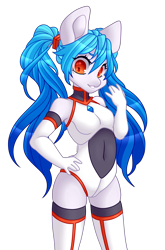 Size: 1500x2266 | Tagged: safe, alternate version, artist:xalloir, oc, oc only, oc:galaea, earth pony, anthro, clothes, female, futuristic, mare, simple background, socks, solo, thigh highs, transparent background, zettai ryouiki