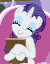 Size: 723x938 | Tagged: safe, screencap, rarity, pony, unicorn, forever filly, g4, cropped, cute, eyes closed, female, happy, head tilt, holding, mare, picture frame, raribetes, smiling, solo