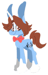 Size: 620x963 | Tagged: safe, artist:loopdalamb, oc, oc only, oc:perfect party, pony, unicorn, bowtie, clown, cute, simple background, smiling, solo, standing, transparent background