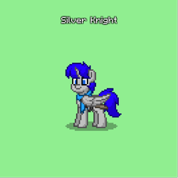 Size: 400x400 | Tagged: safe, artist:silver knight, oc, oc only, oc:silver knight, alicorn, pony, pony town, alicorn oc, clothes, horn, male, scarf, solo, sword, weapon