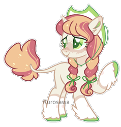 Size: 914x960 | Tagged: safe, artist:kurosawakuro, oc, oc only, classical unicorn, pony, unicorn, base used, braid, female, hat, hoof fluff, horn, leonine tail, mare, offspring, outline, parent:pistachio, parent:sweetie belle, pigtails, raised hoof, simple background, solo, transparent background, twintails, unshorn fetlocks