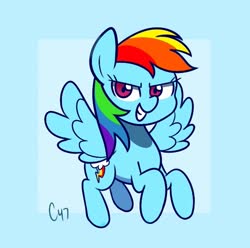 Size: 593x588 | Tagged: safe, artist:handgunboi, rainbow dash, pegasus, pony, g4, blue background, female, no tail, simple background, solo
