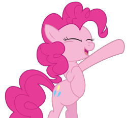 Size: 4947x4601 | Tagged: safe, artist:theironheart, pinkie pie, earth pony, pony, a friend in deed, g4, absurd resolution, bipedal, eyes closed, female, rearing, simple background, smiling, solo, transparent background
