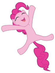 Size: 4516x6014 | Tagged: safe, artist:theironheart, pinkie pie, earth pony, pony, g4, absurd resolution, eyes closed, female, jumping, mare, open mouth, simple background, smiling, transparent background, underhoof