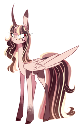 Size: 490x758 | Tagged: safe, artist:iheyyasyfox, oc, oc only, alicorn, pony, adopted oc, blonde hair, brown hair, female, glasses, long hair, long legs, long neck, mare, multicolored hair, name suggestion in the comments, simple background, slender, solo, tall, thin, transparent background