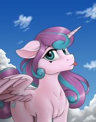 Size: 2000x2525 | Tagged: safe, artist:anadukune, princess flurry heart, alicorn, pony, g4, :p, cute, female, flurrybetes, high res, mare, mlem, older, older flurry heart, silly, solo, spread wings, tongue out, wings