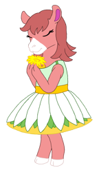 Size: 592x1026 | Tagged: safe, artist:chili19, oc, oc only, earth pony, anthro, unguligrade anthro, clothes, dress, earth pony oc, eyes closed, female, flower, simple background, solo, transparent background