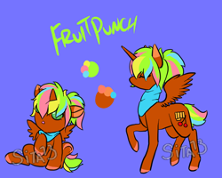 Size: 1000x800 | Tagged: safe, artist:lavvythejackalope, oc, oc only, oc:fruit punch, alicorn, pony, :o, alicorn oc, baby, baby pony, clothes, colored hooves, eyes closed, horn, open mouth, raised hoof, reference sheet, scarf, simple background, sitting, text, underhoof