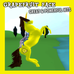 Size: 2000x2000 | Tagged: safe, artist:grapefruitface1, trixie, oc, oc only, oc:grapefruit face, pony, g4, 3d, album cover, canon x oc, female, game screencap, gmod, grapexie, high res, male, parody, promotional art, shipping, solo, straight