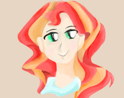 Size: 1300x1024 | Tagged: safe, artist:wimple, sunset shimmer, human, equestria girls, g4, bust, cute, female, shimmerbetes, solo