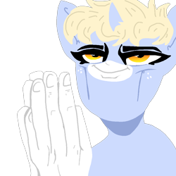 Size: 1000x1000 | Tagged: safe, artist:nootaz, oc, oc only, oc:nootaz, unicorn, anthro, jojo reference, ponified, simple background, solo, suddenly hands, transparent background, wat