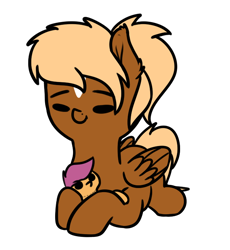 Size: 668x726 | Tagged: safe, artist:neuro, scootaloo, oc, oc only, oc:threnody, pony, fallout equestria, fallout equestria: speak, g4, fanfic art, female, plushie, simple background, solo, transparent background