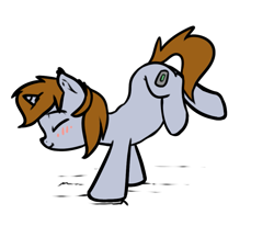 Size: 957x789 | Tagged: safe, artist:neuro, oc, oc only, oc:littlepip, pony, unicorn, fallout equestria, blushing, eyes closed, fanfic, fanfic art, female, hooves, horn, kicking, mare, simple background, solo, transparent background