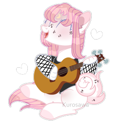 Size: 1500x1525 | Tagged: safe, artist:kurosawakuro, oc, oc only, earth pony, pony, acoustic guitar, base used, female, mare, musical instrument, simple background, solo, transparent background