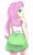 Size: 1309x2172 | Tagged: safe, artist:sumin6301, fluttershy, equestria girls, g4, ass, bare shoulders, butt, clothes, female, flutterbutt, legs, looking at you, looking back, looking back at you, miniskirt, simple background, skirt, sleeveless, solo, tank top, teenager, white background