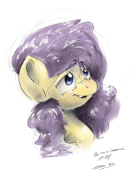 Size: 2550x3300 | Tagged: safe, artist:rigbyh00ves, fluttershy, pony, g4, bust, female, high res, mare, portrait, simple background, smiling, solo, traditional art, white background