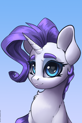 Size: 2000x3000 | Tagged: safe, artist:skitsroom, rarity, pony, unicorn, g4, chest fluff, cute, female, gradient background, heart eyes, high res, looking at you, mare, raribetes, solo, wingding eyes