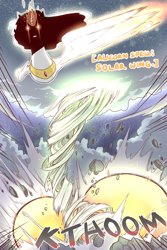Size: 960x1440 | Tagged: safe, artist:cold-blooded-twilight, princess celestia, alicorn, pony, comic:cold storm, g4, cloud, cloudy, comic, dialogue, explosion, magic, spread wings, that's a penis, tornado