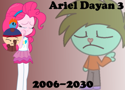 Size: 1885x1363 | Tagged: safe, artist:arieldayan, pinkie pie, equestria girls, g4, clothes, crying, dumb ways to die, eyes closed, gradient background, happy tree friends, male, pantyhose, pinkie cry, rest in peace, sad, simple background, skirt, south park, stan, wat
