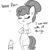 Size: 1080x1080 | Tagged: safe, artist:tjpones, part of a set, oc, oc only, oc:brownie bun, earth pony, pony, bipedal, chest fluff, comic, dialogue, eyes closed, female, grayscale, monochrome, simple background, white background, yoga