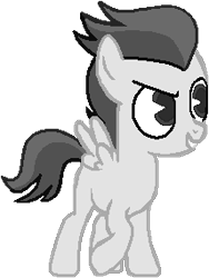 Size: 214x285 | Tagged: safe, artist:drypony198, rumble, pegasus, pony, g4, black and white, black and white cartoon, colt, cute, grayscale, male, monochrome, rumblebetes, simple background, solo, transparent background